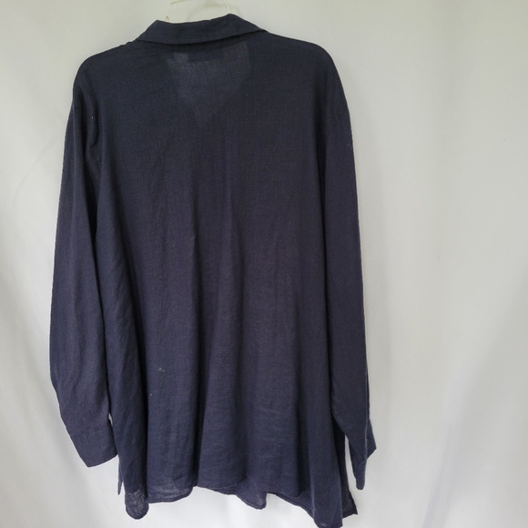 Linen Marsh Landing Navy Blue Blouse NWT 3X - Picture 6 of 8